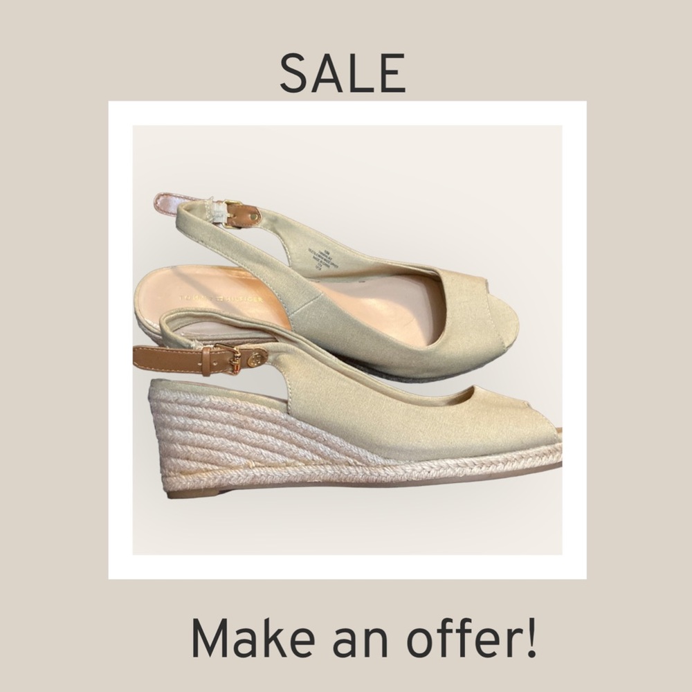 Excellent condition wedge peep-toe heels.